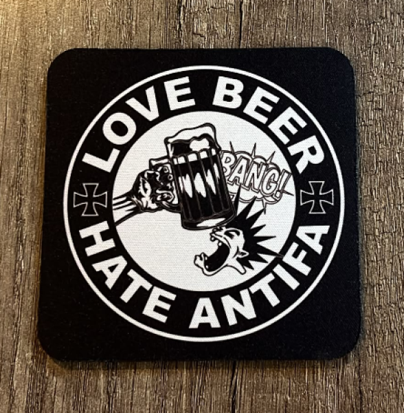 Getränkeuntersetzer - Love Beer - Hate Antifa - schwarz Getränkeuntersetzer - Love Beer - Hate Antifa - schwarz