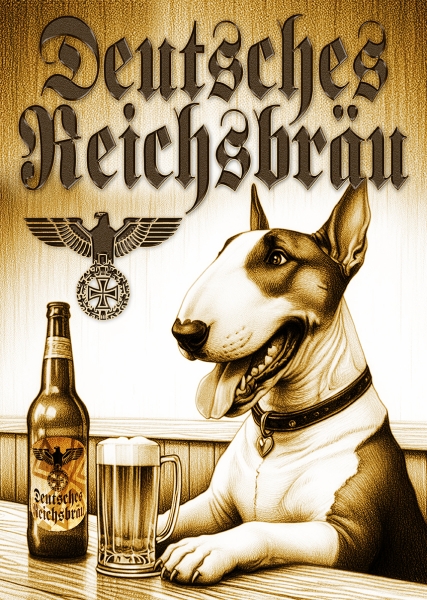 Poster - Kunstdruck - Reichsbräu - Bullterrier - 48x33cm Poster - Kunstdruck - Reichsbräu - Bullterrier - 48x33cm